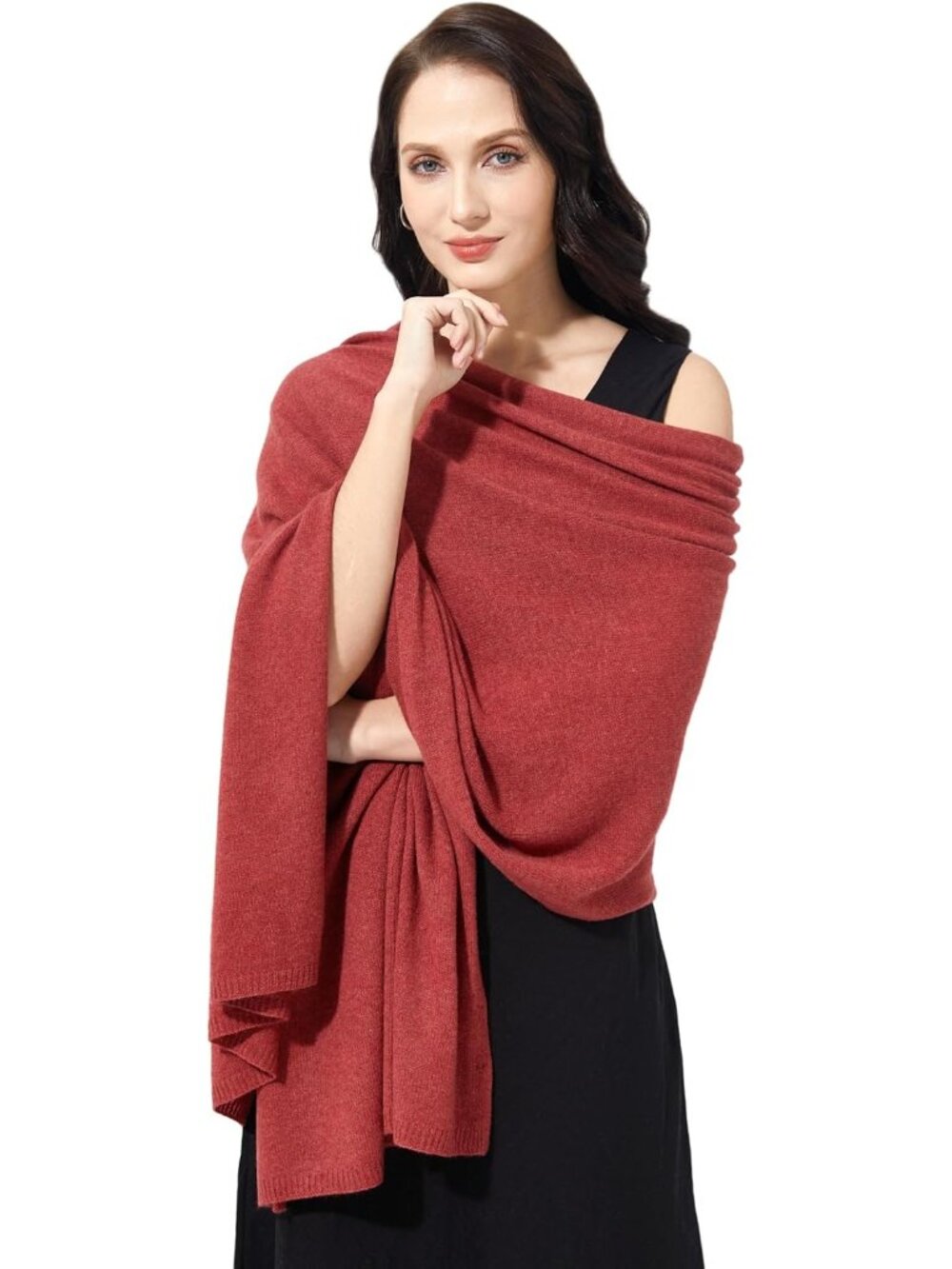 〽️Women's Cashmere Shawl Old Red Wedding Winter Classic Shoulder Wrap 87"x28"
